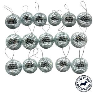 Vintage Set of 16 Silver Disco Ball Ornaments